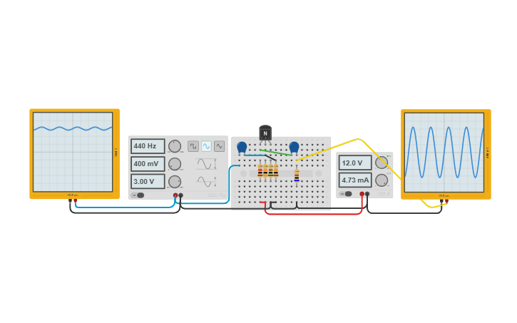 Circuit design Class-A Audio Amplifier - Tinkercad