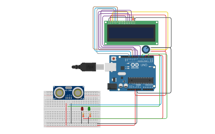 Arduino Tinker Circuit design Ultra Sensor Arduin - Tinkercad