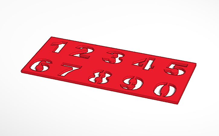 3D design Number stencil - Tinkercad