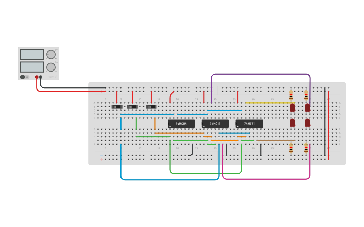 Circuit design 1x4 DEMUX - Tinkercad