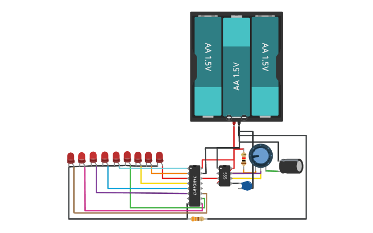 Layout Running Led Circuit design Running LED - Tinkercad