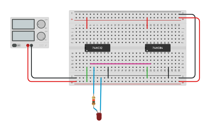 Circuit design K-map-A+B` - Tinkercad