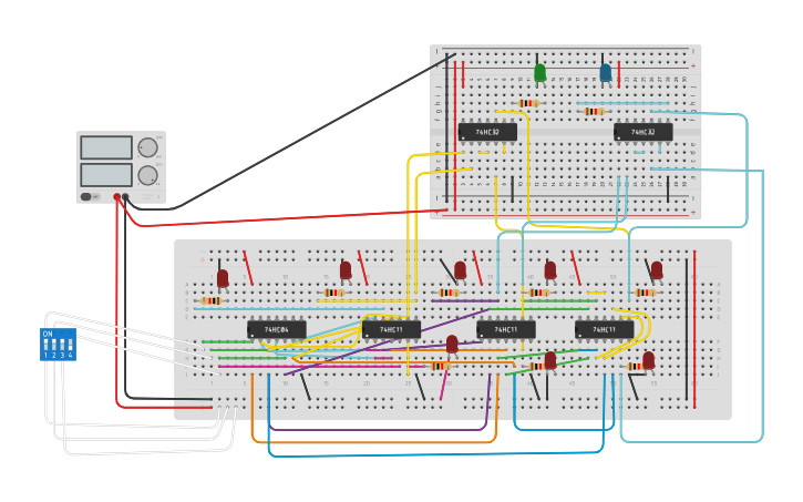 Circuit design Full adder using 3:8 decoder - Tinkercad