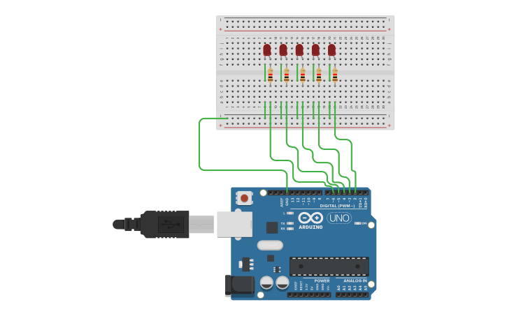 Circuit design Knight Rider - Tinkercad