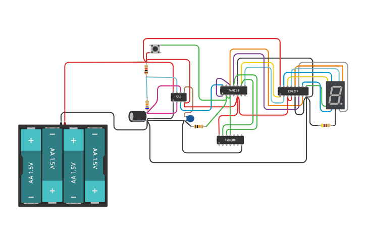 Circuit design Copy of 7 segment display with reset - Tinkercad