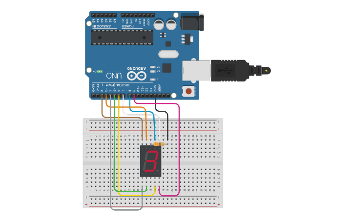 Circuit design 7-segment - Tinkercad