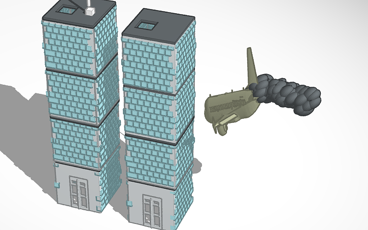 Tinker Cart 3D design The Twin Towers - Tinkercad