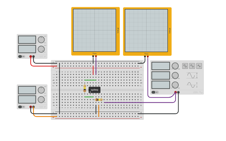 Circuit design Audio Amplifier using opamp - Tinkercad
