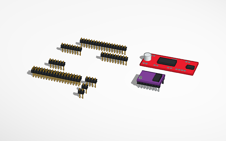 3D design Microprocessor header pins 0.1" (2.54 mm) - Tinkercad