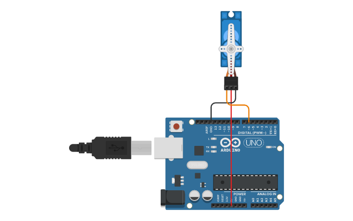 Circuit design Servo motor control - Tinkercad