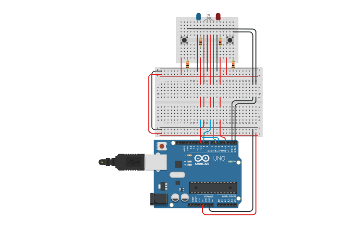 Circuit design 2-player-clicker - Tinkercad
