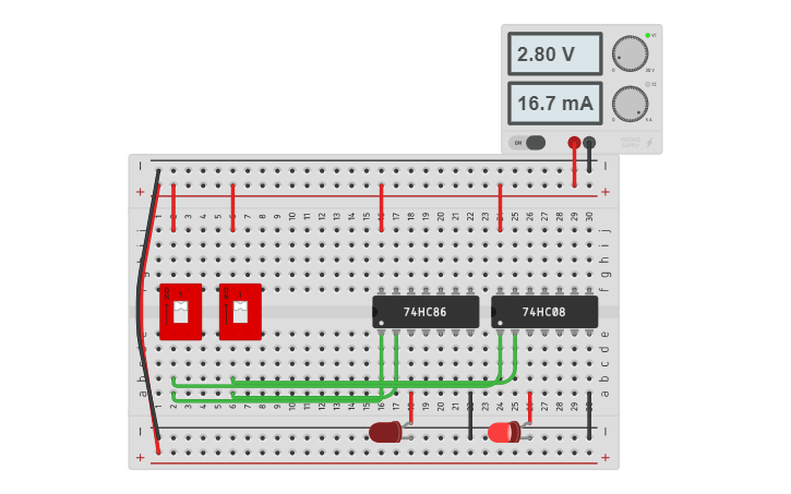 Circuit design Half Adder - Tinkercad