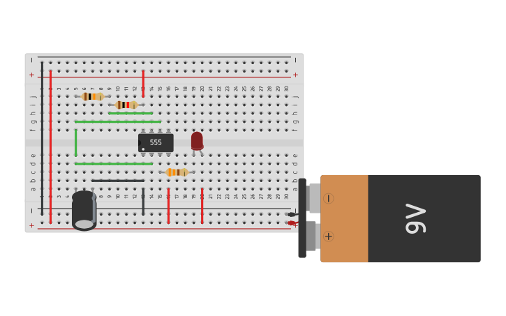 Circuit design 555 Blinking Light - Tinkercad