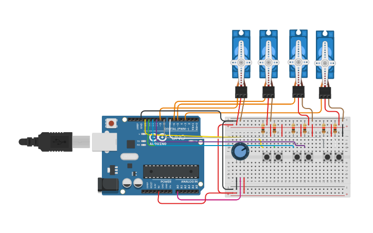 Circuit design servo motor - Tinkercad
