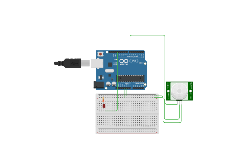 Circuit design SENSOR DE MOVIMIENTO PIR CON ARDUINO - Tinkercad