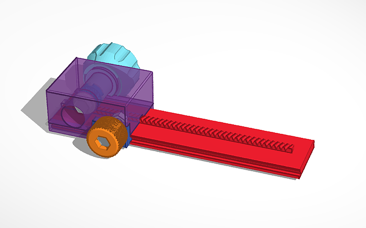 3D design Linear drive locking rack and pinion - Tinkercad