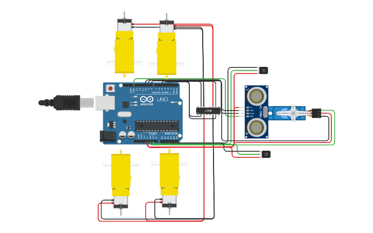 Circuit design Human following robot - Tinkercad