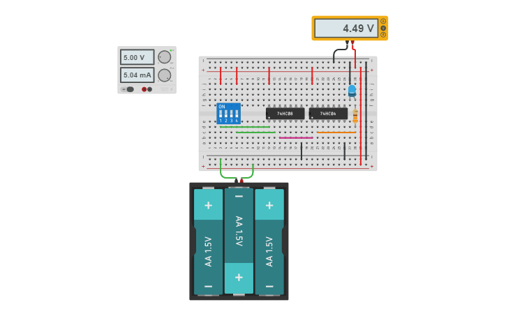 Circuit design Combinational Logic Gates 1 (NAND) - Tinkercad