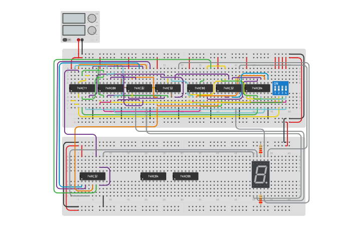 Circuit design 7 segment display - Tinkercad