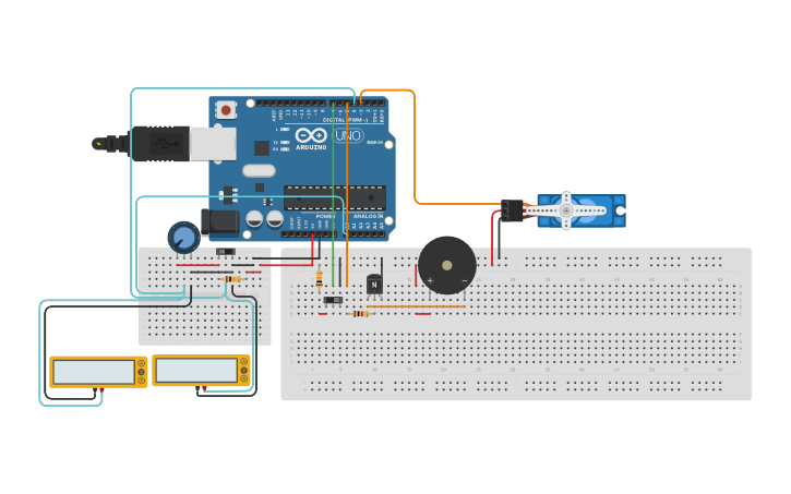 Circuit design embedded_rain-responsive_servo_control_system - Tinkercad