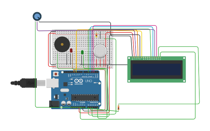 Circuit design ARDUINO-GAS SENSOR - Tinkercad