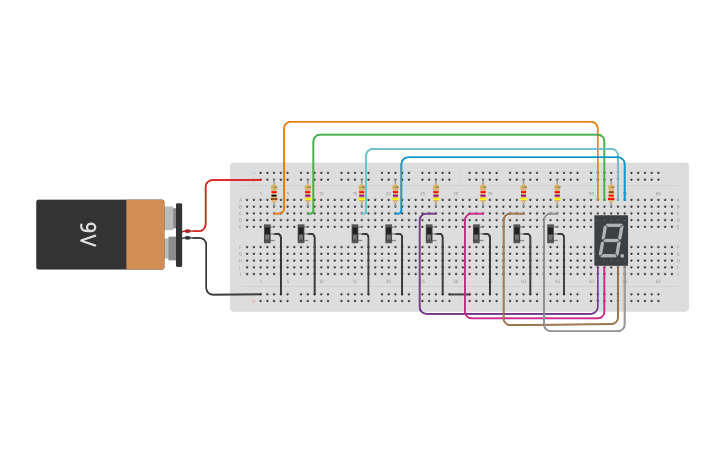 Circuit design 7 Segment Display - Tinkercad