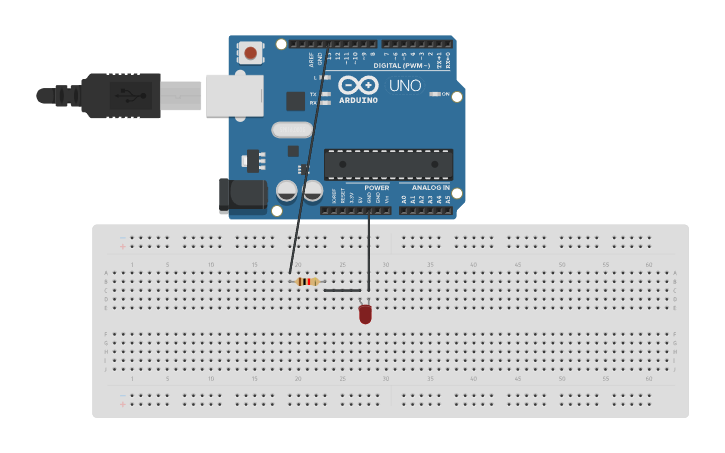 Circuit design Blink an LED - Tinkercad