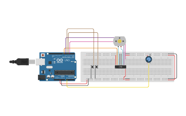 Circuit design DC motor speed with H-bridge - Tinkercad