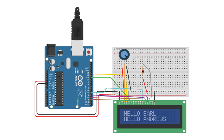 Circuit design LCD DISPLAY - Tinkercad