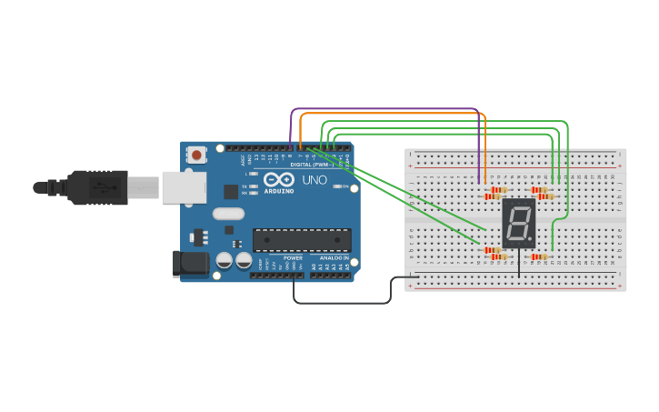Circuit design Display de 7 segmentos - Tinkercad