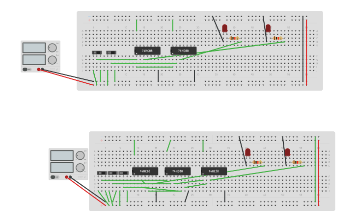 Circuit design Half Adder and Full Adder - Tinkercad