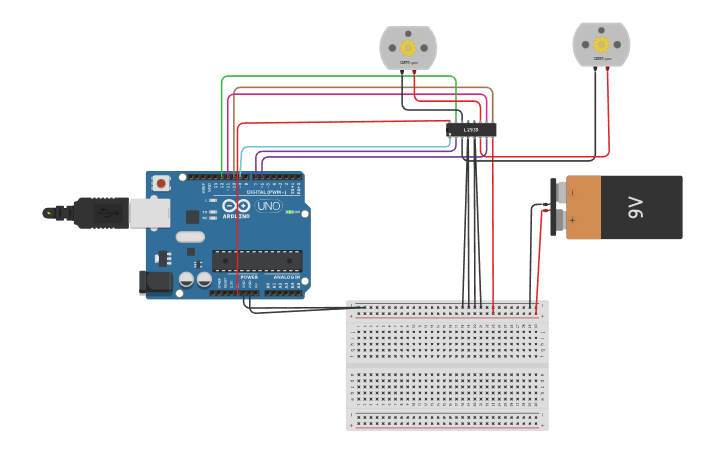 Circuit design dc motor driver - Tinkercad