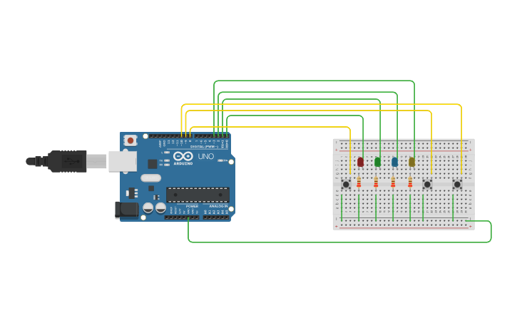 Circuit design LED Sequence - Tinkercad