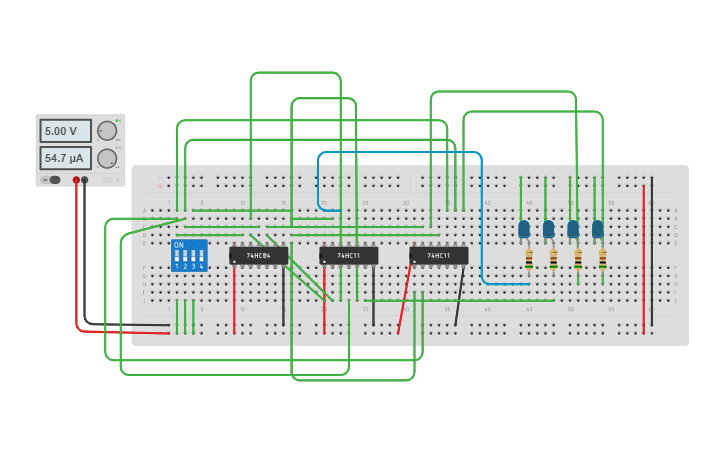 Circuit design 1:4 demux - Tinkercad