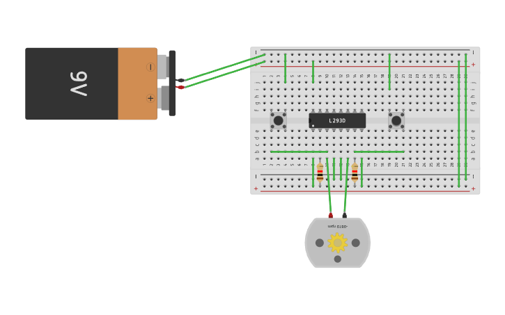 Circuit design motorreductor - Tinkercad