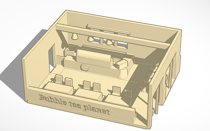 3D design bubble tea planet - Tinkercad