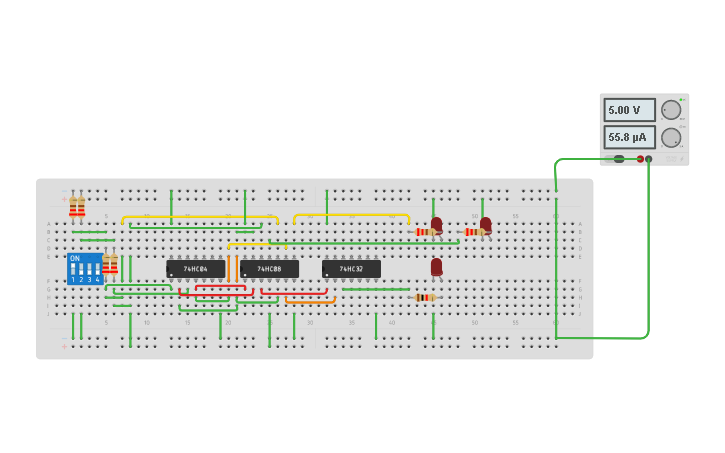 Circuit design Comparador de un bit - Tinkercad