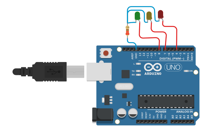 Circuit design Semaforo Con Arduino - Tinkercad