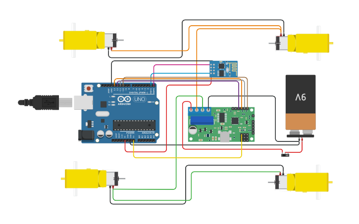 Circuit design Arduino car - Tinkercad