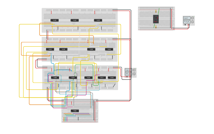 Circuit design BCD to 7 Segment Decoder - Tinkercad