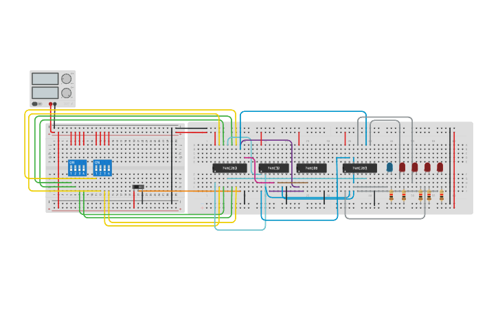 Circuit design 4 BIT BCD ADDER - Tinkercad
