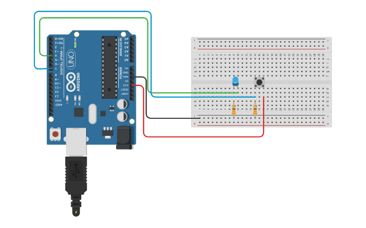 Circuit design ENCENDER Y APAGAR UN LED CON UN PULSADOR - Tinkercad