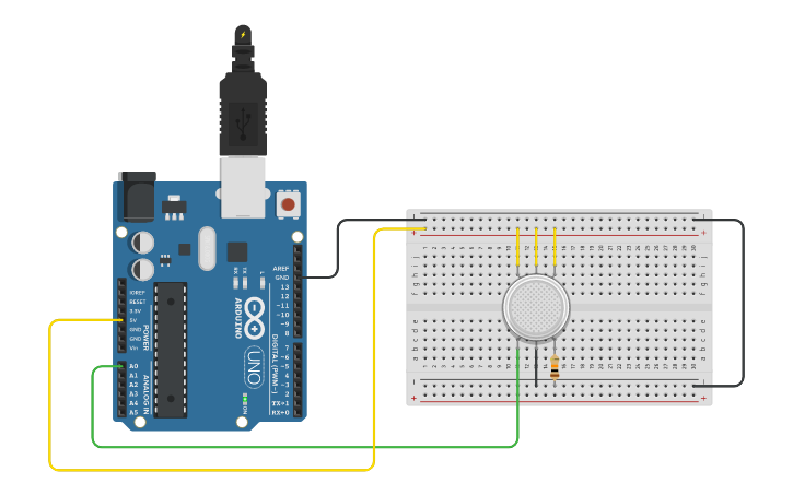 Circuit design Interface Gas Sensor with Arduino - Tinkercad