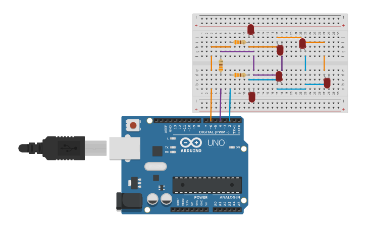 Circuit design Charlieplexing with Arduino - Tinkercad