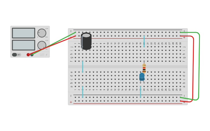 Circuit design The Parallel Capacitor with LED - Tinkercad