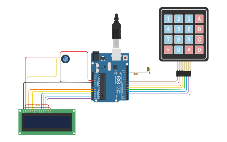 Circuit design Keypad unlocker - Tinkercad