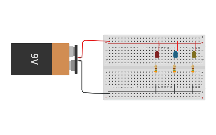 Circuit design Circuito con leds - Tinkercad