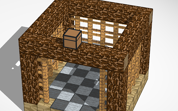 3D design Minecraft woodland mansion checkerboard room - Tinkercad