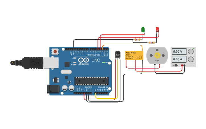 Circuit design Encendido de un motor con LM35 - Tinkercad