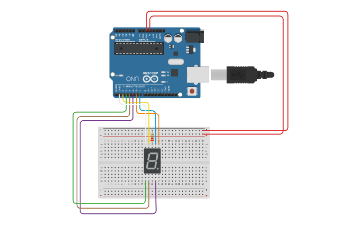 Circuit design Copy of SEVEN SEGMENT DISPLAY COUNTER - Tinkercad